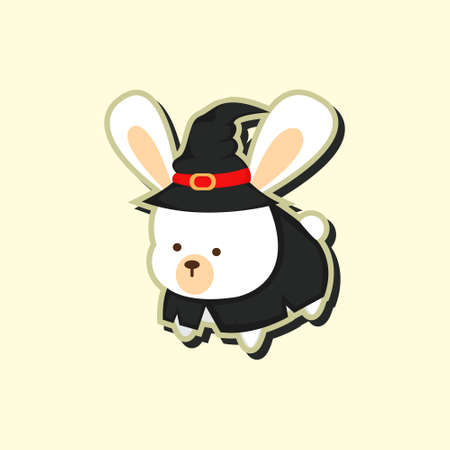 Cute bunny wearing halloween costume vector illustration. 31 October. Halloween Party. Halloween sticker.のイラスト素材