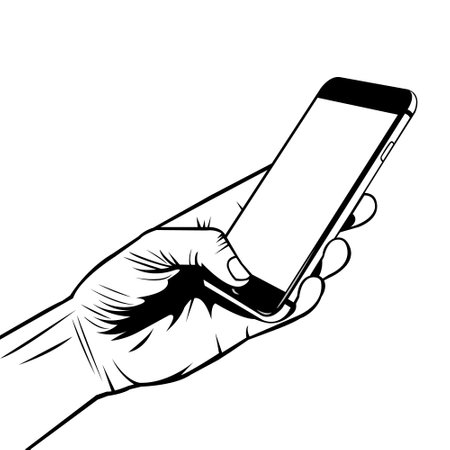 One hand. Body part. Human anatomy. Technology and communication.のイラスト素材