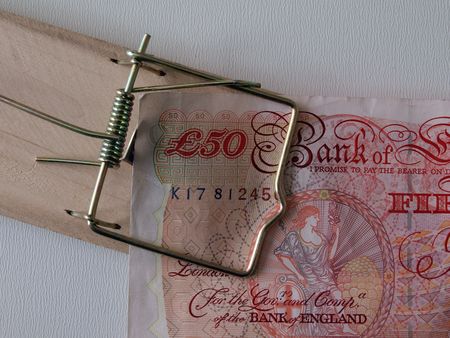  Concept of trapped finance it the present down turn.の写真素材