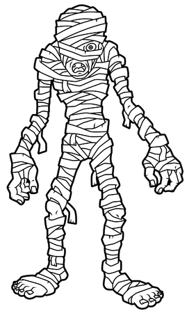 Cartoon Mummy Line Artのイラスト素材