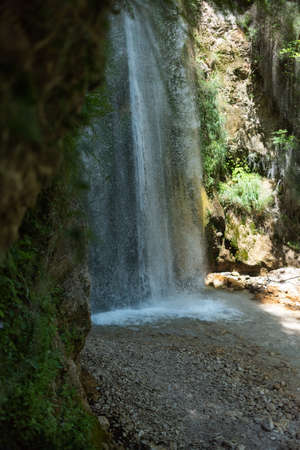 High-speed shots of the waterfall. Senerchia Oasis of the Hunt - WWFpark in Campania, Italy -の写真素材