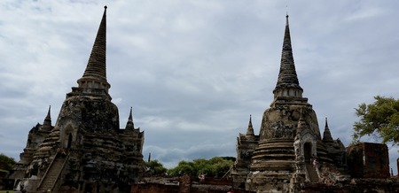 Stupas in the ruins of Ayutthaya, Thailandの写真素材