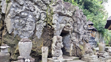 Goa Gajah, a cave and temple in Baliの写真素材