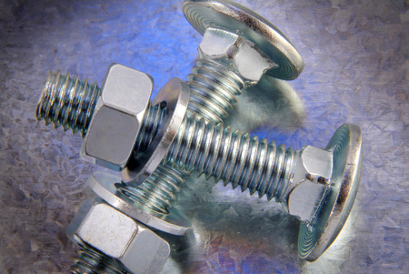 Cupsquare bolts with nuts and washersの写真素材