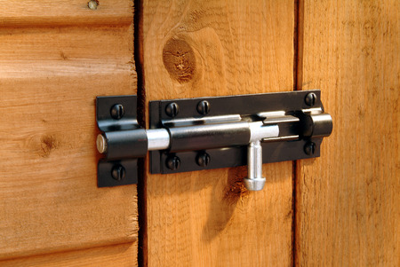 Metal bolt on garden gateの写真素材