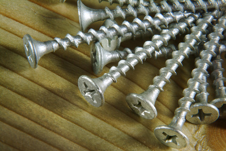 Dachrotised screws on timber deckingの写真素材