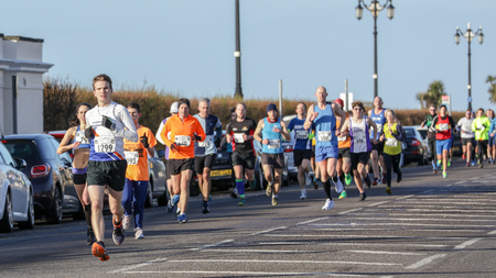 Worthing, Sussex, UK; 11th February 2018;  Runners Participating in the Towns Annual Half Marathon Eventのeditorial素材