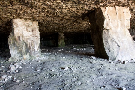 Inside Winspit stone quarry on the Dorset coastline England