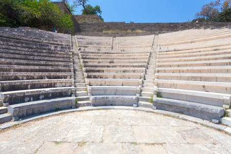 The restored Odeon at the Acropolis of Rhodes, Monte Smith Rhodes Greeceの写真素材