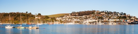 Wide panoramic shot of the River Dart with Kingswear in the background.の写真素材