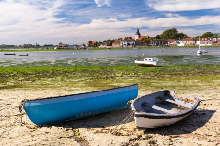 Boats moored at the picturesque village of Bosham West Sussex, England UKの写真素材