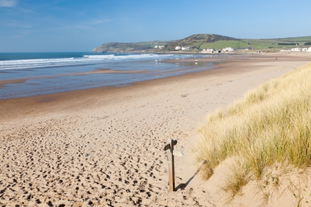 The beautiful beach at Croyde on the North Devon Coast England UKの写真素材