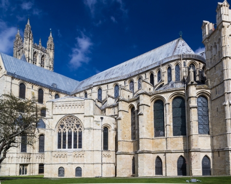The grand Goth Style Canterbury Cathedral, Kent England UKの写真素材