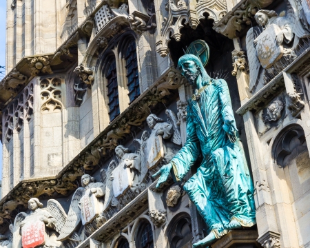 Figure of Christ at Canterbury Cathedral Kent England UKの写真素材