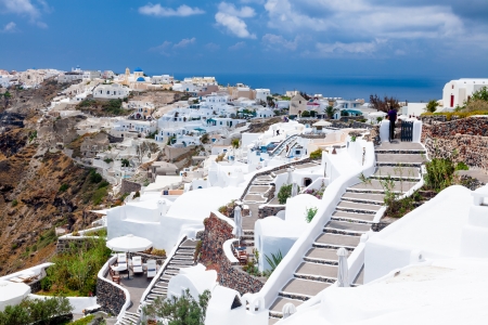White buildings on the famous caldera at Oia Santorini Greeceのeditorial素材