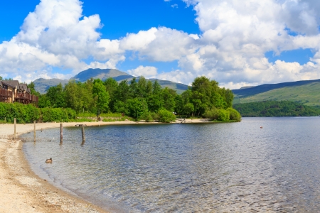 Summer on the banks of Loch Lomond, The Trossachs National Park Scotland UKのeditorial素材