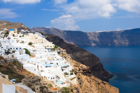 Buildings on the famous caldera at Oia Santorini Greece Europeの写真素材