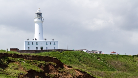 Flamborough Head Lighthouse Yorkshire England UK Europeの写真素材