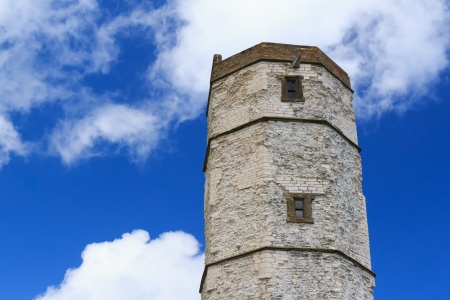 Chalk lighthouse at Flamborough Head the oldest in England, Yorkshire UK Europeの写真素材