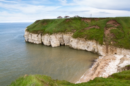 Overlooking Thornwick Bay Flamborough Yorkshire England UKの写真素材