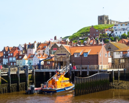 Whitby Harbour Yorkshire England UKの写真素材