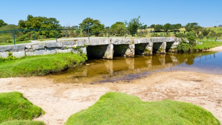 Delphi Clapper Bridge near St Breward on Bodmin Moor Cornwall England UK Europeの写真素材