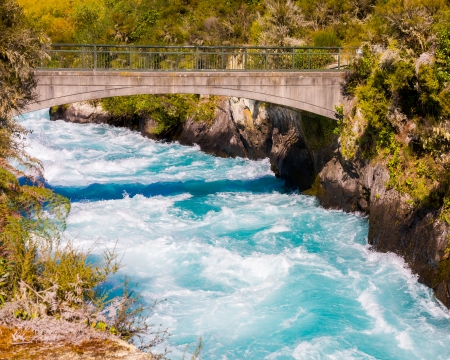 Powerful Huka Falls on the Waikato River near Taupo North Island New Zealandの写真素材