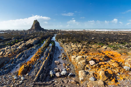 Stunning rock formations at Widemouth Bay near Bude Cornwall England UK Europe