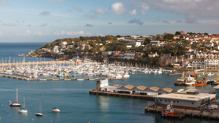 Overlooking the fishing harbour at Brixham Devon England UK Europeのeditorial素材