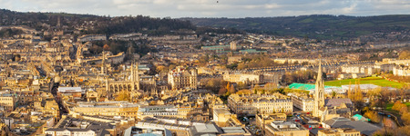 Overlooking the Georgian City of Bath from Alexandra Park on top of Beechen Cliff, Somerset England Uk Europeの写真素材