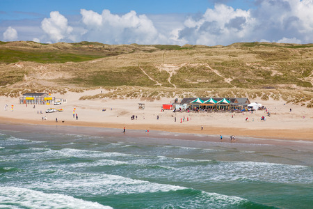 Overlooking Perranporth Beach England UK Europeのeditorial素材