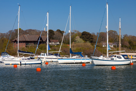 Boats in Lymington Harbour Hampshire England UK Europeの写真素材