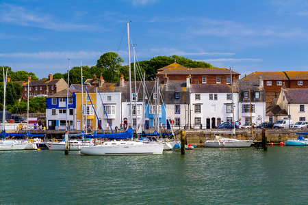 Boats in Weymouth Harbour Dorset England UK Europeの写真素材