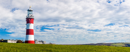 The former Eddystone Lighthouse, Smeaton's Tower was rebuilt on Plymouth Hoe to Celebrate it groundbreaking design.の写真素材