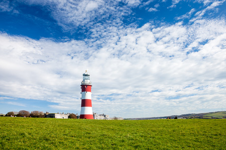 The former Eddystone Lighthouse, Smeaton's Tower was rebuilt on Plymouth Hoe to Celebrate it groundbreaking design.のeditorial素材