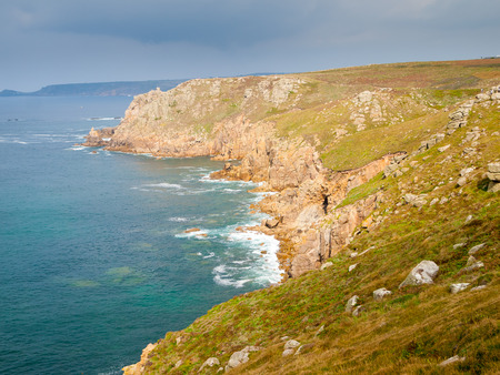 On the dramtic coastpath between Lands End and Sennen Cove Cornwall England UK Europe