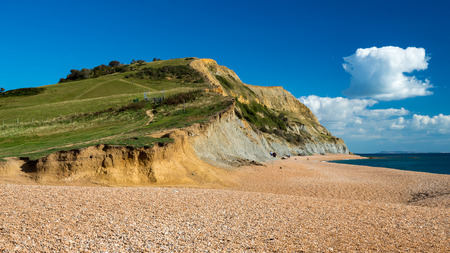 Shingle Beach at Seatown in Dorset, Englandの写真素材