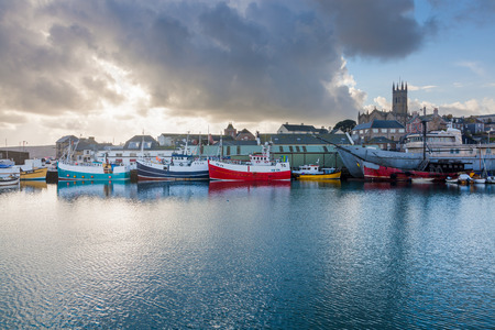 Dramatic sky over Penzance Harbour Cornwall England UK Europeのeditorial素材