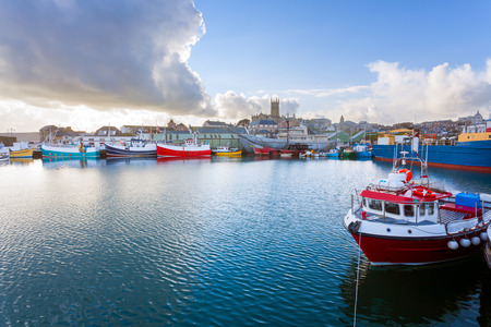 Dramatic sky over Penzance Harbour Cornwall England UK Europeのeditorial素材