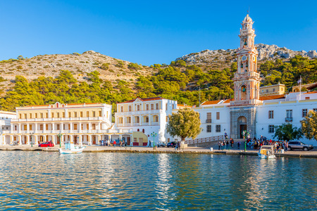 The monastery at Panormitis on the Island of Symi in the Dodecanese Greece Europeのeditorial素材