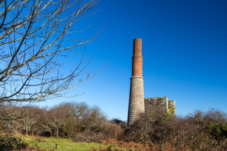 Engine house at Great Work Mine Godolphin Cornwall part of the UNESCO Cornish Mining World Heritage site.のeditorial素材
