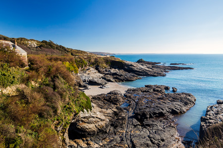 Overlooking the beach at Prussia Cove Cornwall England UK Europe