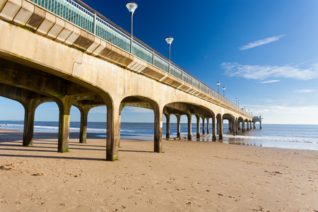 Beautiful sunny day at Boscombe Pier near Bourneouth Dorset England UK Europeの写真素材