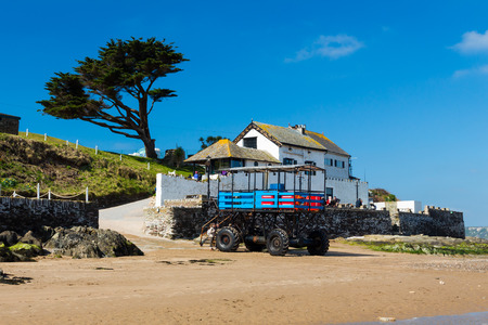 The tidal island of Burgh Island off the coast of Bigbury-On-Sea South Hams Devon England UK Europeのeditorial素材