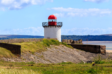 Burry Port Harbour Lighthouse Carmarthenshire Wales UK Europeの写真素材