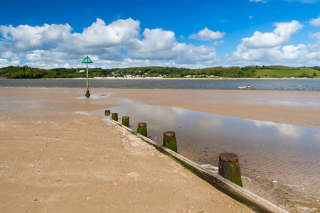Ferryside at the mouth of the River Tywi, Carmarthenshire Wales UK Europeの写真素材