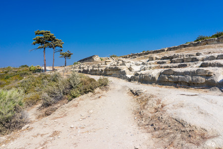 The remains of Ancient Kamiros on the Aegean coast of Rhodes, Dodecanese Greece Europeの写真素材