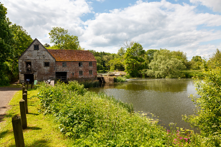The historic Sturminster Newton Mill Dorset England UK Europeの写真素材