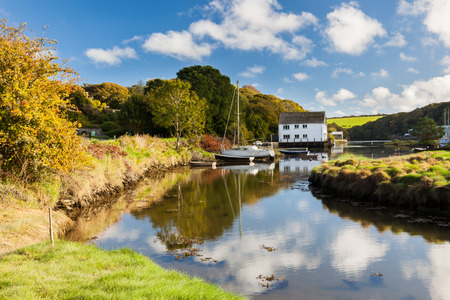 The picturesque village of Gweek located at the head of the Helford River Cornwall England UK Europeの写真素材