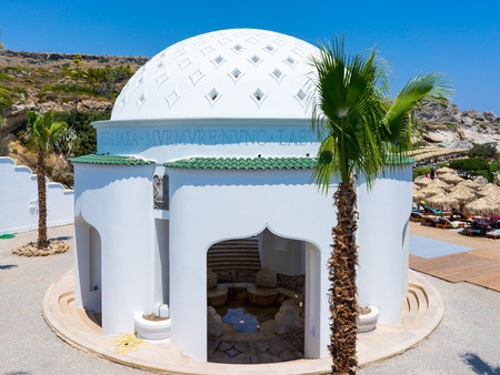 The beautiful buildings at Kalithea Springs designed by Pietro Lombardi in the 1930s, Rhodes Island Greece Europeの写真素材
